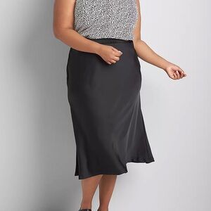 Lane Bryant Black Midi Slip Skirt